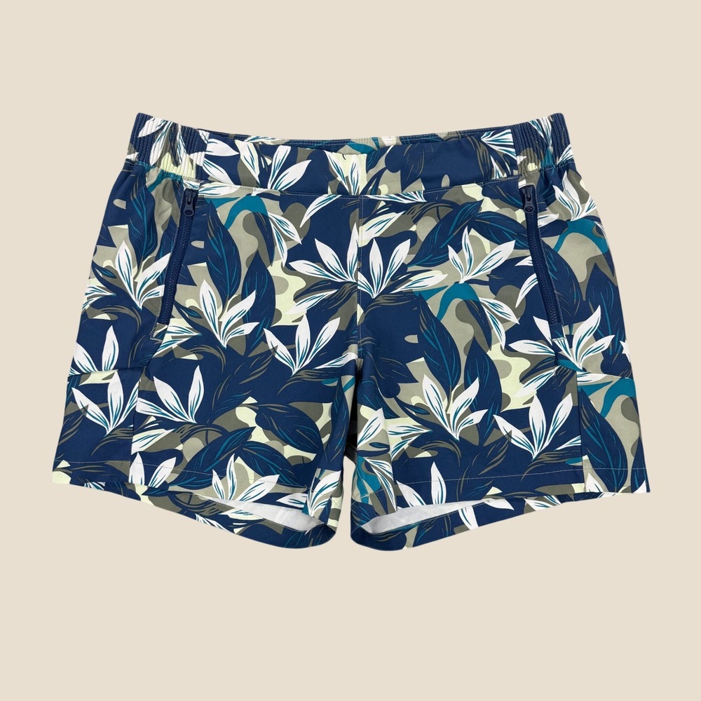 Columbia PFG Womens Tropical Floral Camo Fishing Shorts Navy Blue FL0116 Large